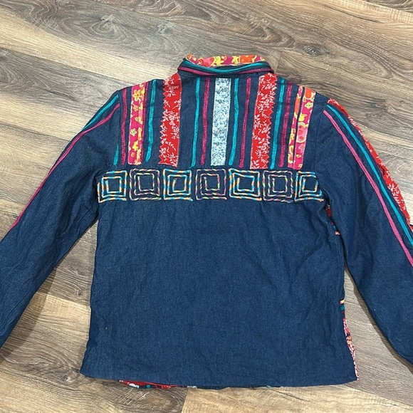 Madison Studio embroidered jacket 100% Cotton button up multicolor look size S - Picture 12 of 16